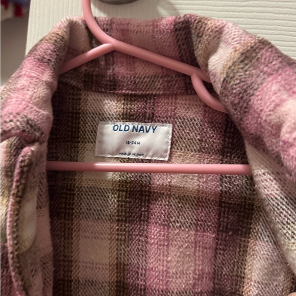 Old Navy Kids Plaid Jacket in Pink and Brown - Picture 2 of 4